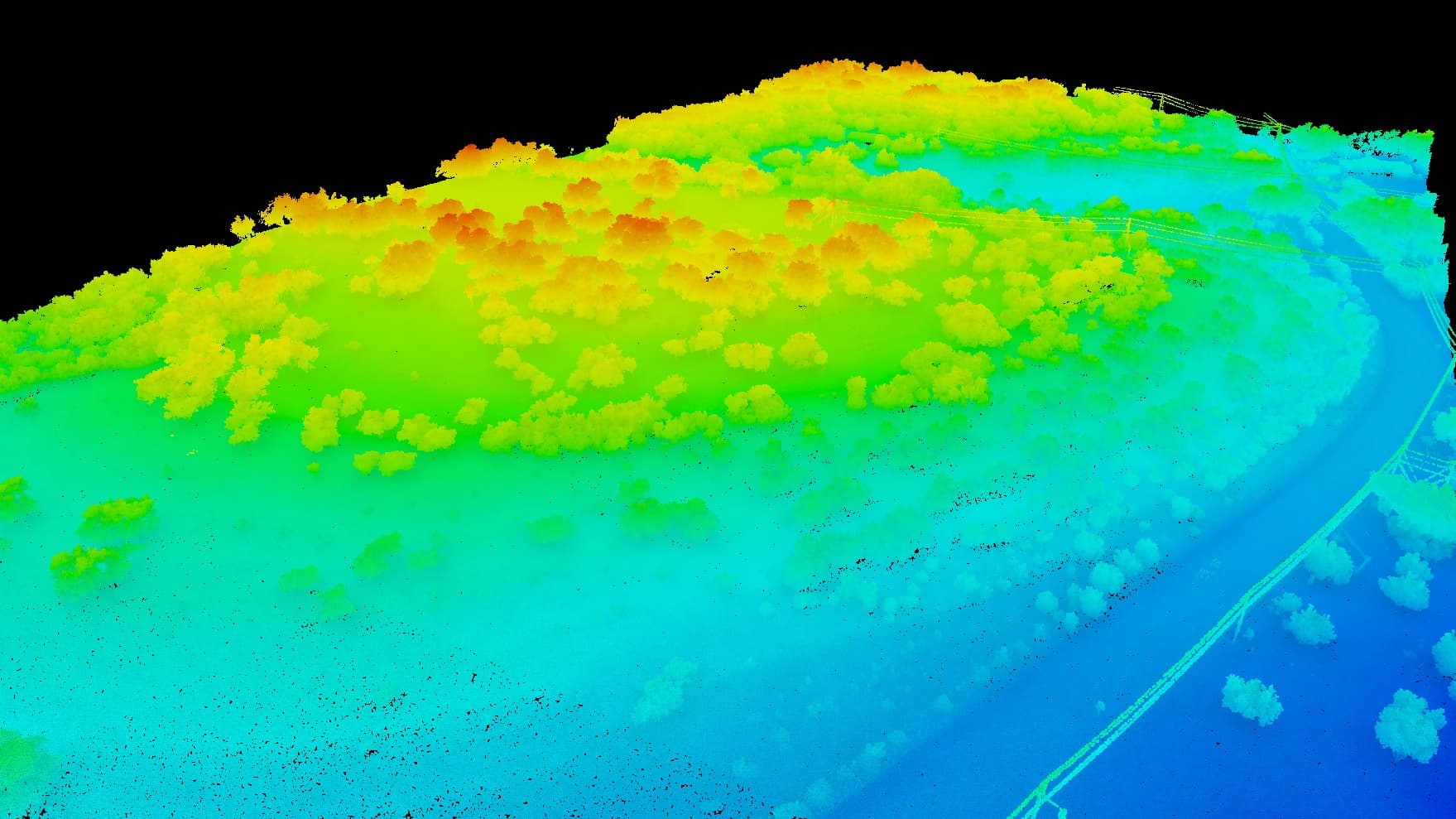 Aerial 3D point-cloud scan of a Central Texas property